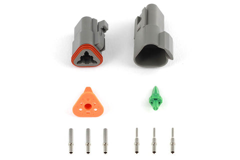 Haltech HT-031113 Plug and Pins Only - Matching Set of Deutsch DT-3 Connectors  (DT06-3S + DT04-3P) - ( 13 Amp)